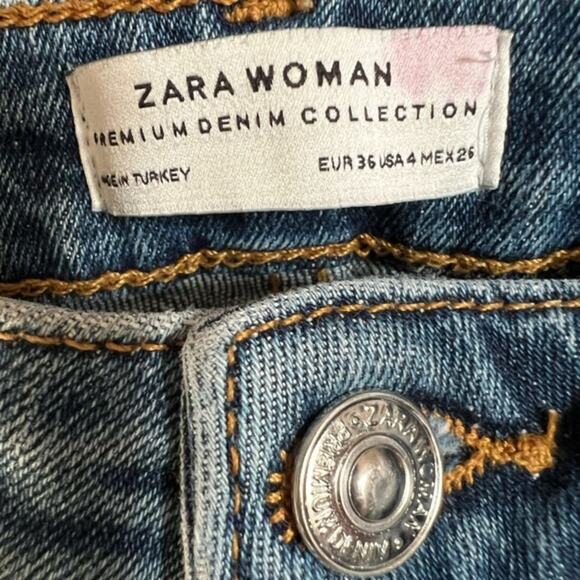 Zara 28x28 Skinny Jeans with Embroidered Leaf Detail Size 4 - Picture 4 of 5